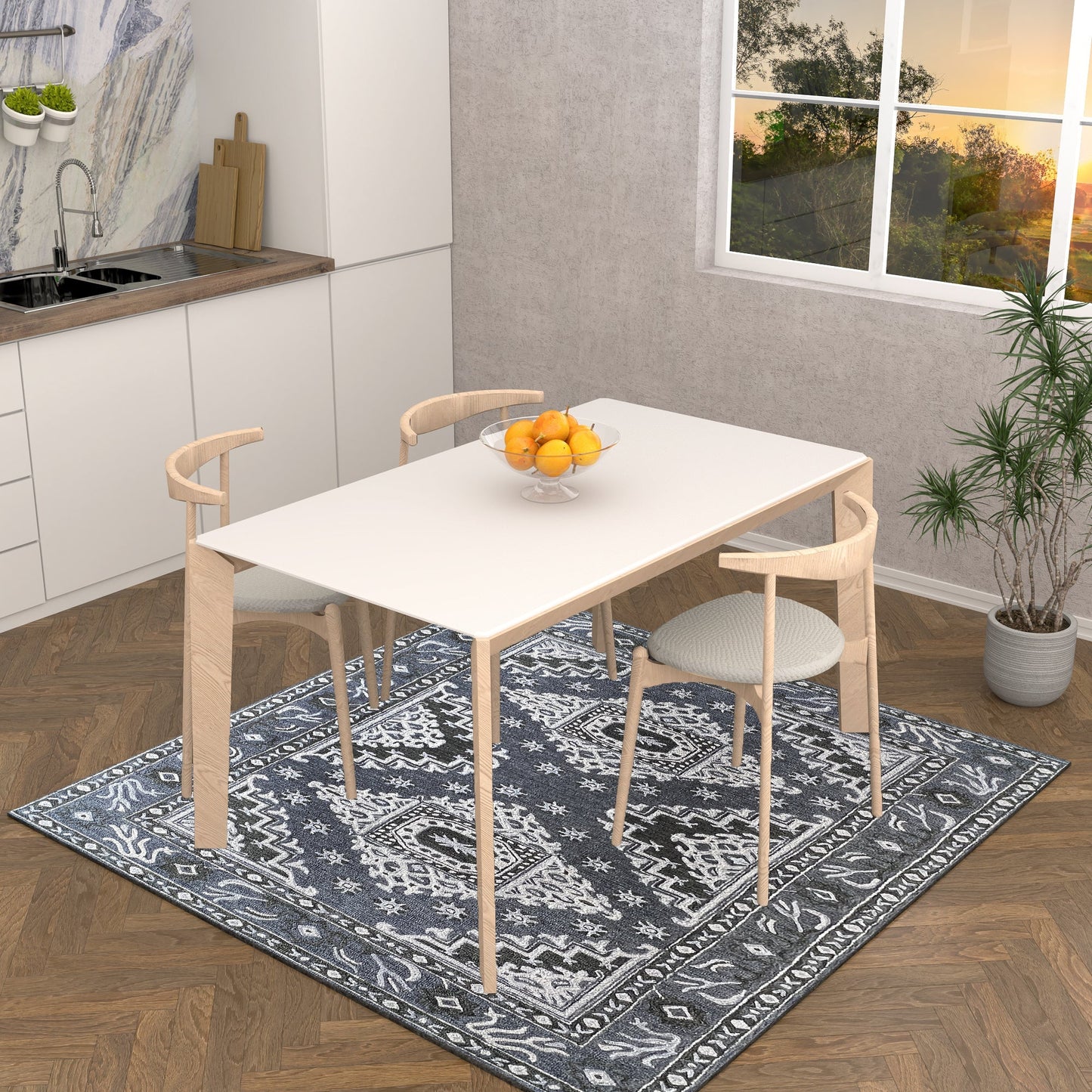 Premium Hand-Tufted Rug Made of 100% Wool - Wandering Star - 6x6 Feet