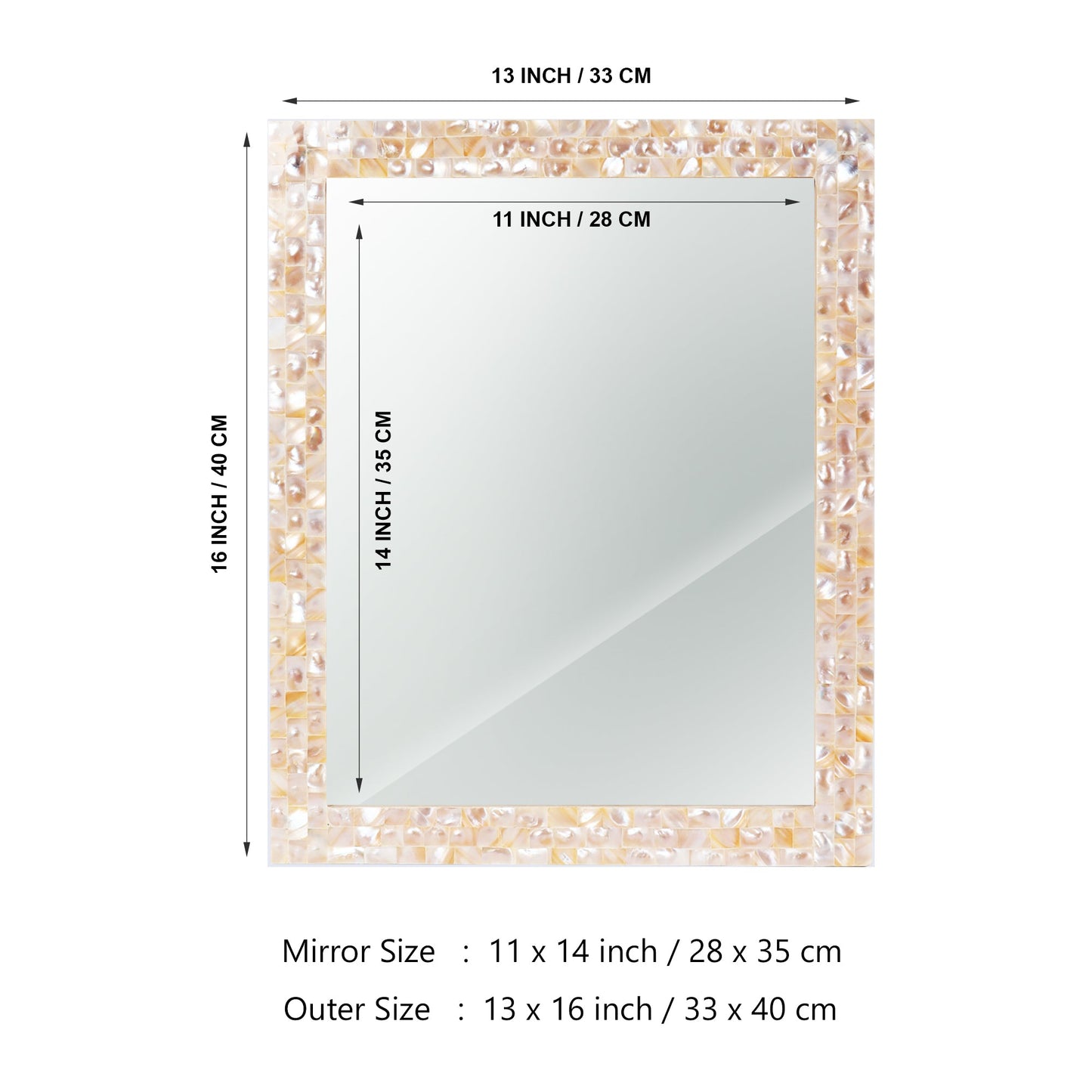 Make to Order Mother Of Pearl White Mirror in 9 Sizes