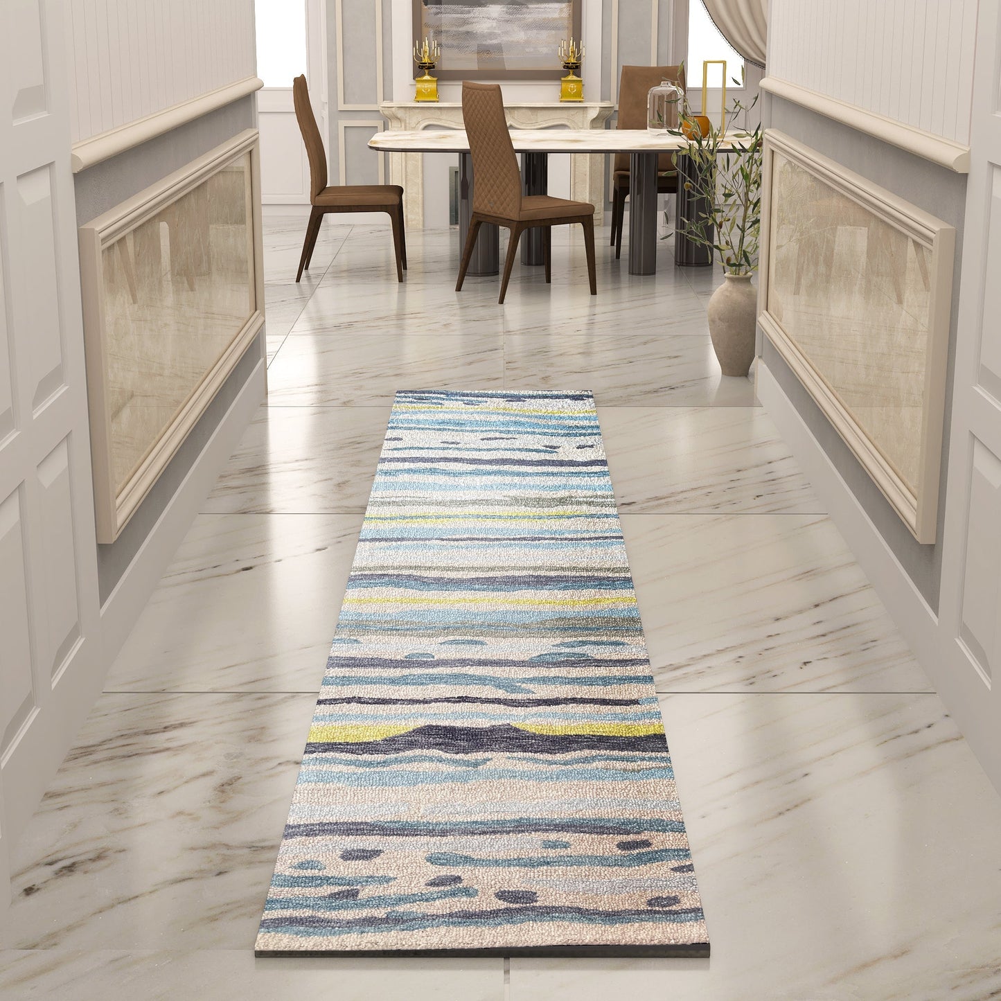 Premium Hand-Tufted Rug Made of 100% Wool - Winter Coast - 2x10 Feet