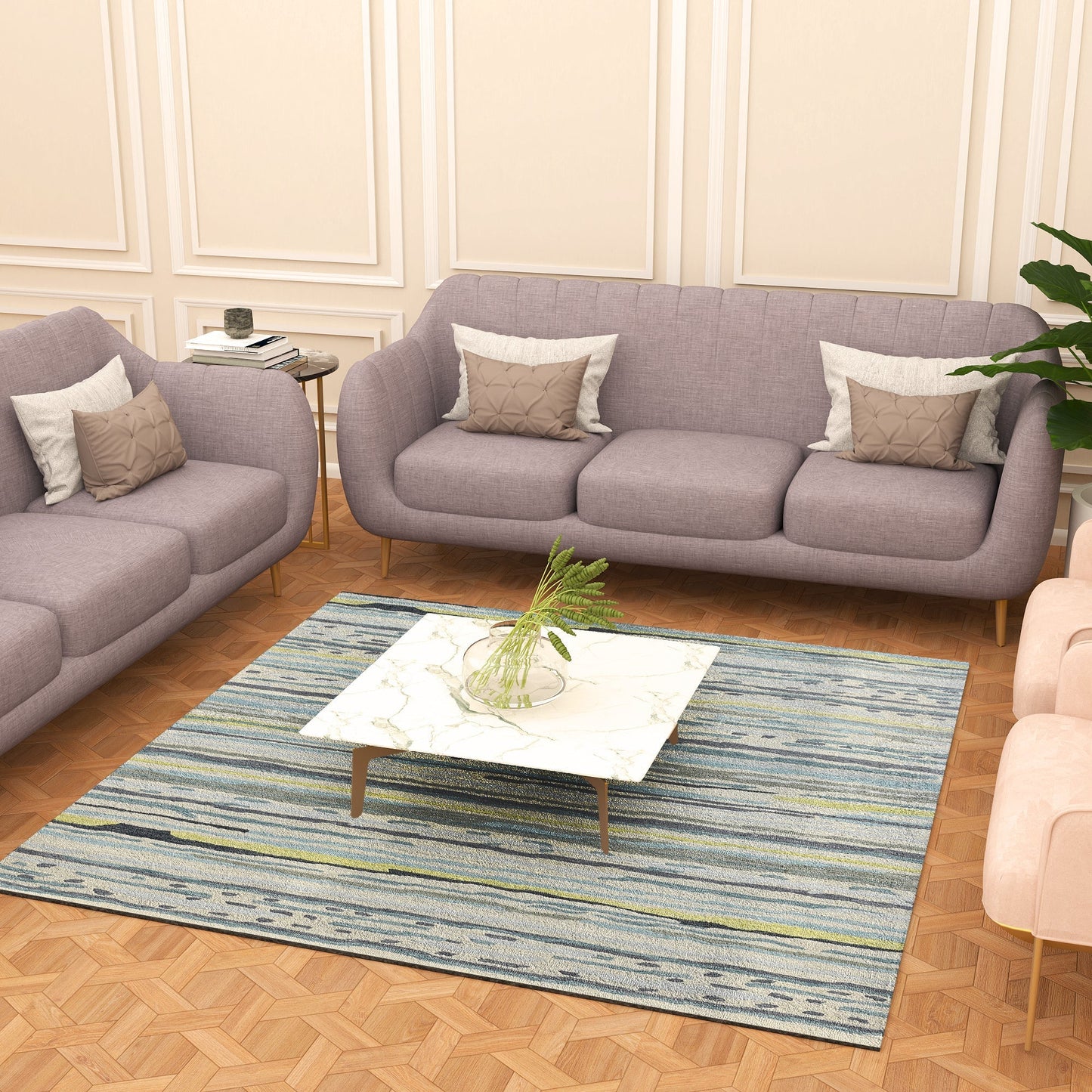 Premium Hand-Tufted Rug Made of 100% Wool - Winter Coast - 6x6 Feet