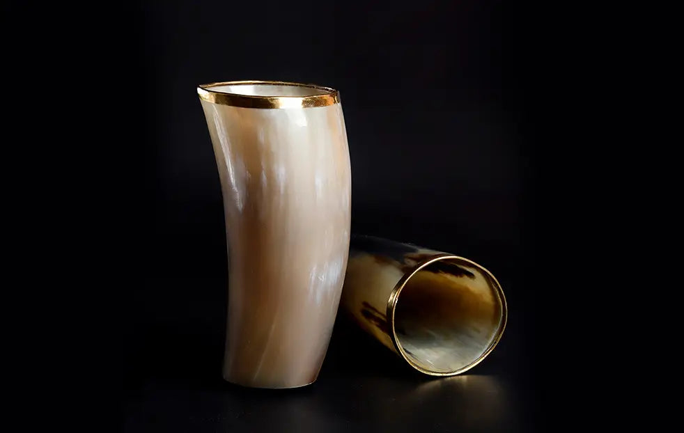 Horn Drinking Glasses - Holds Upto 10 oz, Natural
