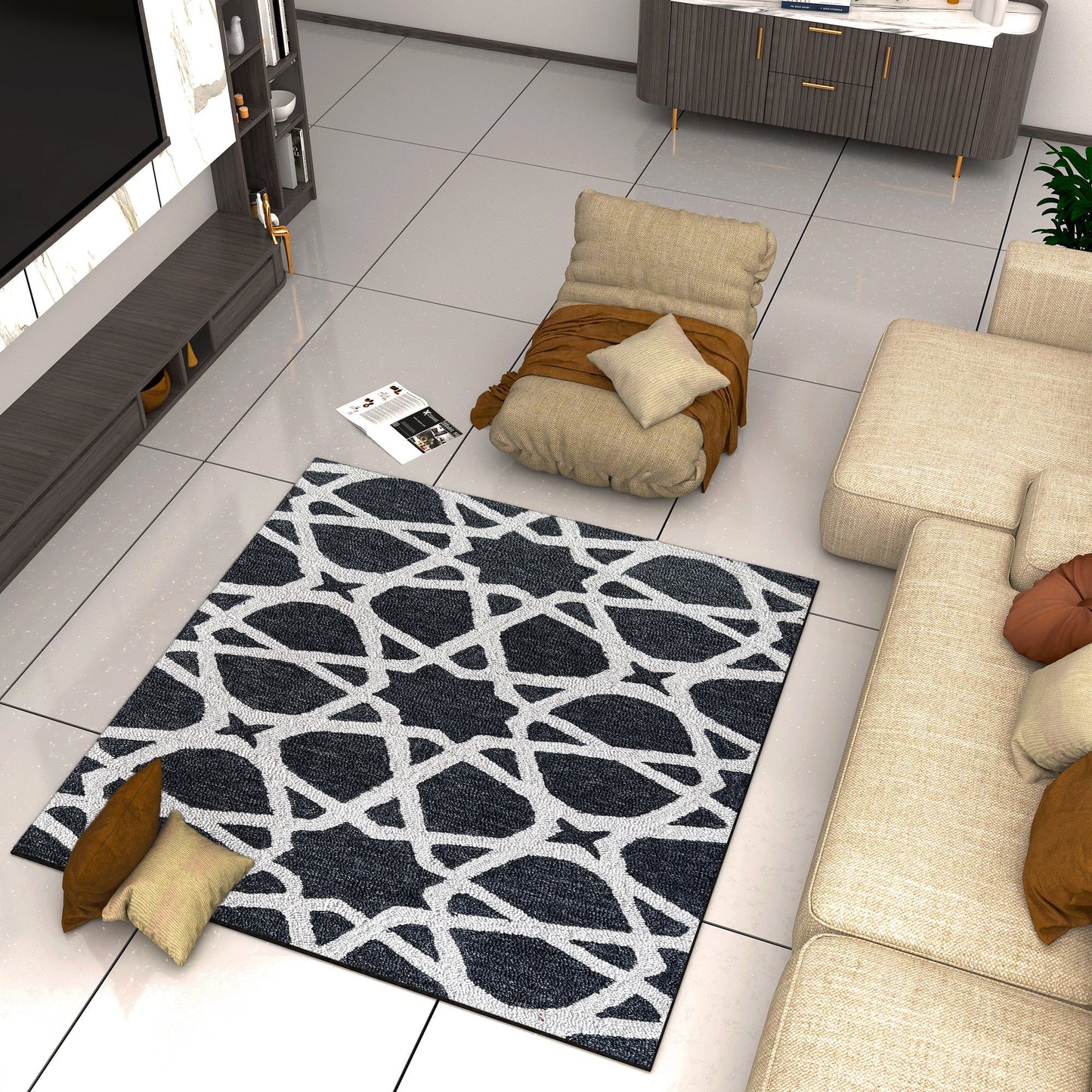 Premium Hand-Tufted Rug Made of 100% Wool - Ash Zellig - 6x6 Feet