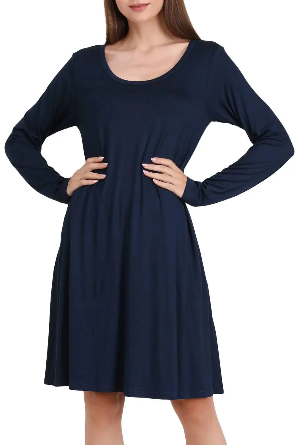 Long Sleeve T-Shirt Dress with Pockets - Available in 6 Colors