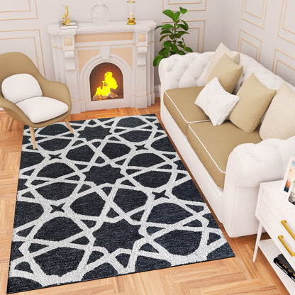 Premium Hand-Tufted Rug Made of 100% Wool  - Ash Zellig - 4x6 Feet