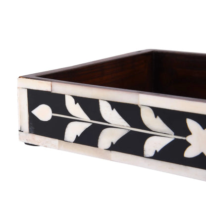 Bathroom Tray Parlour Whist Pattern Black & White 10x6 Inches