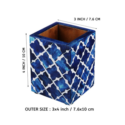 3x4 Mosaic Quatrefoil Inspired Pen & Pencil Holder - Blue, Grey