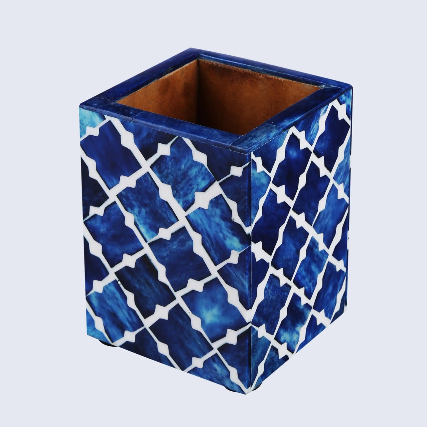 3x4 Mosaic Quatrefoil Inspired Pen & Pencil Holder - Blue, Grey