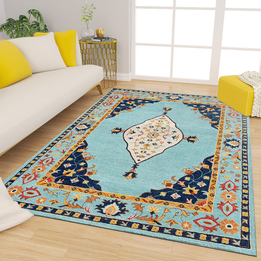 Premium Hand-Tufted Rug Made of 100% Wool  - Aydin Sky - 3x5 Feet