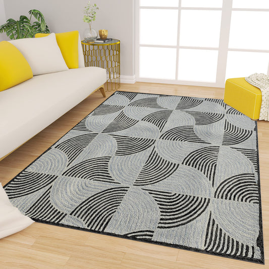 Premium Hand-Tufted Rug Made of 100% Wool  - Mono Loops - 6x9 Feet