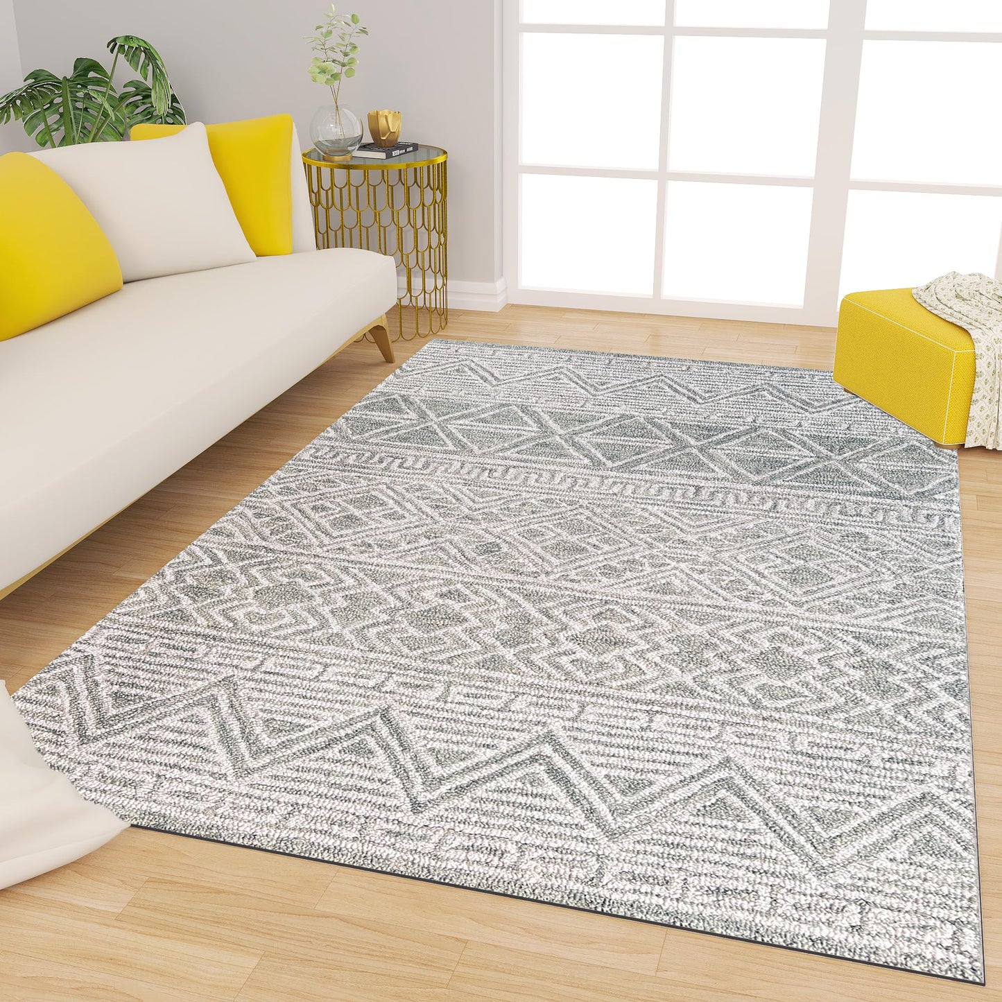 Premium Hand-Tufted Rug Made of 100% Wool  - Still River Grey - 4x6 Feet