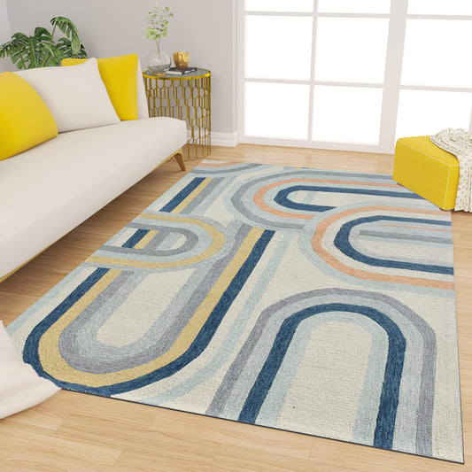 Premium Hand-Tufted Rug Made of 100% Wool  - Pastel Loops - 3x5 Feet