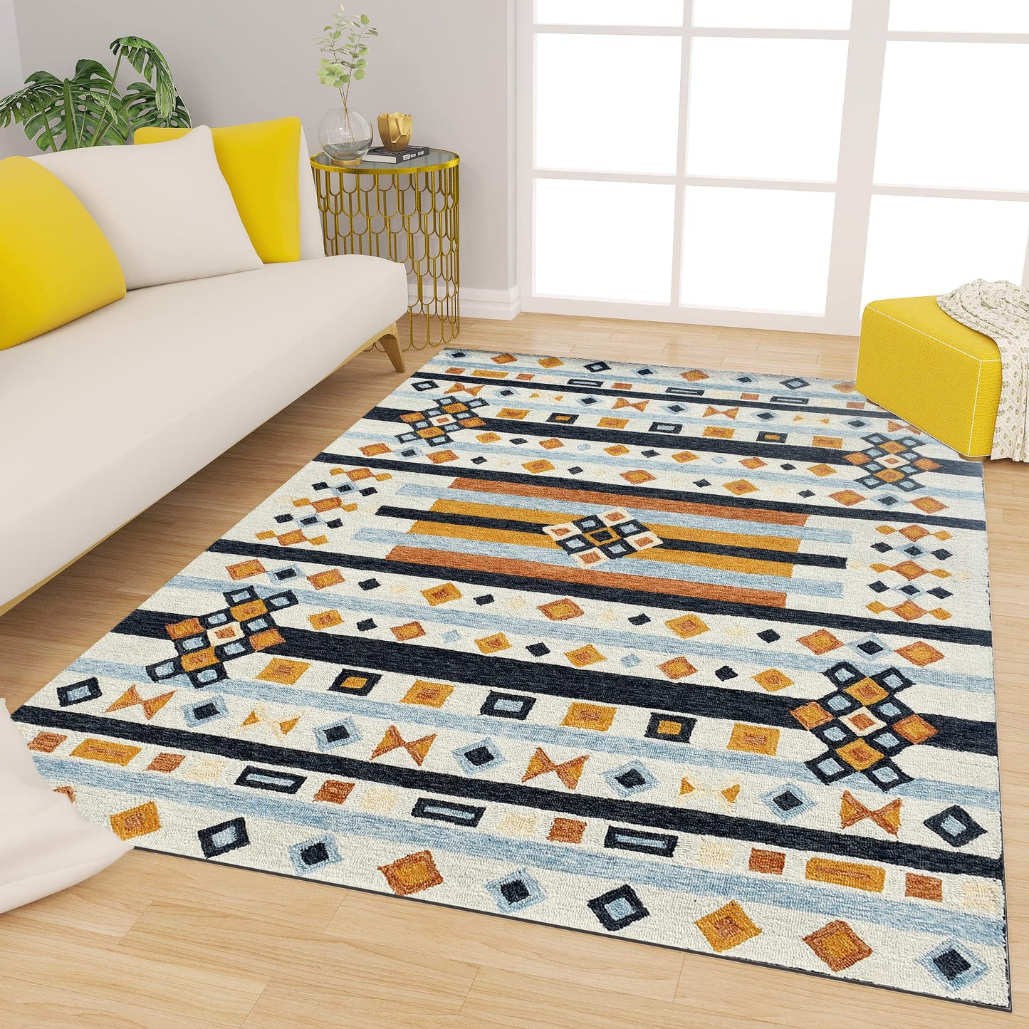 Premium Hand-Tufted Rug Made of 100% Wool  - Ojo De Dios - 3x5 Feet