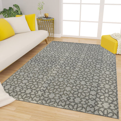 Premium Hand-Tufted Rug Made of 100% Wool  - Shiraz Grid - 4x6 Feet