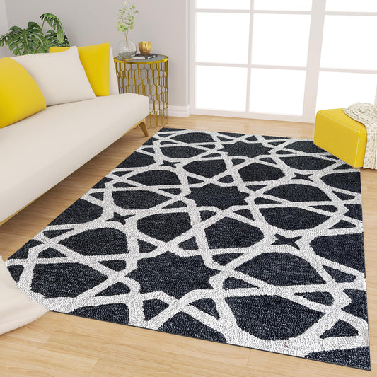 Premium Hand-Tufted Rug Made of 100% Wool  - Ash Zellig - 3x5 Feet