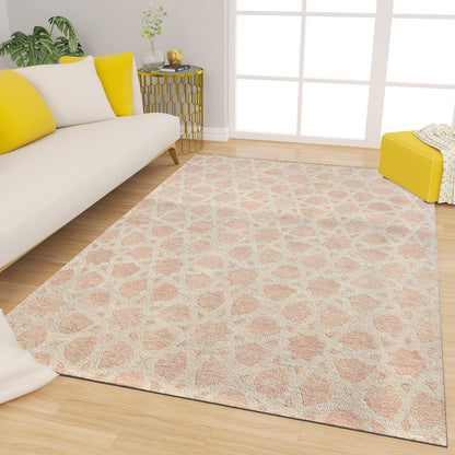 Premium Hand-Tufted Rug Made of 100% Wool  - Blush Zellig - 3x5 Feet