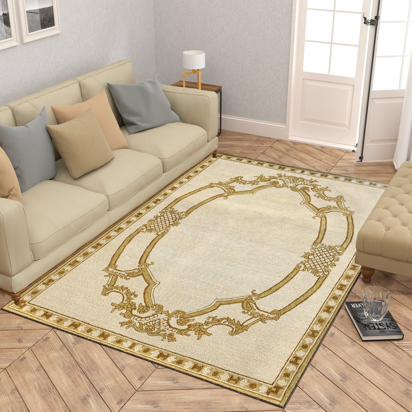 Premium Hand-Tufted Rug Made of 100% Wool  - Augustan Gold - 3x5 Feet