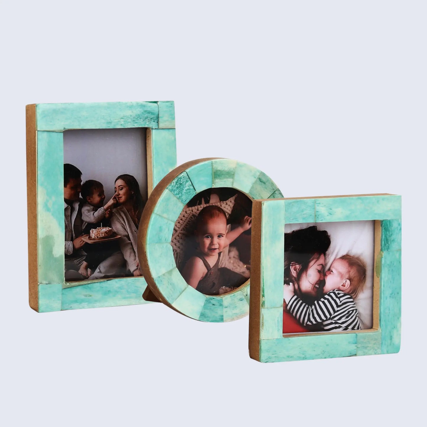 Baby Picture Frames Set of 3 Pieces Green 3x4, 3x3, 3x3