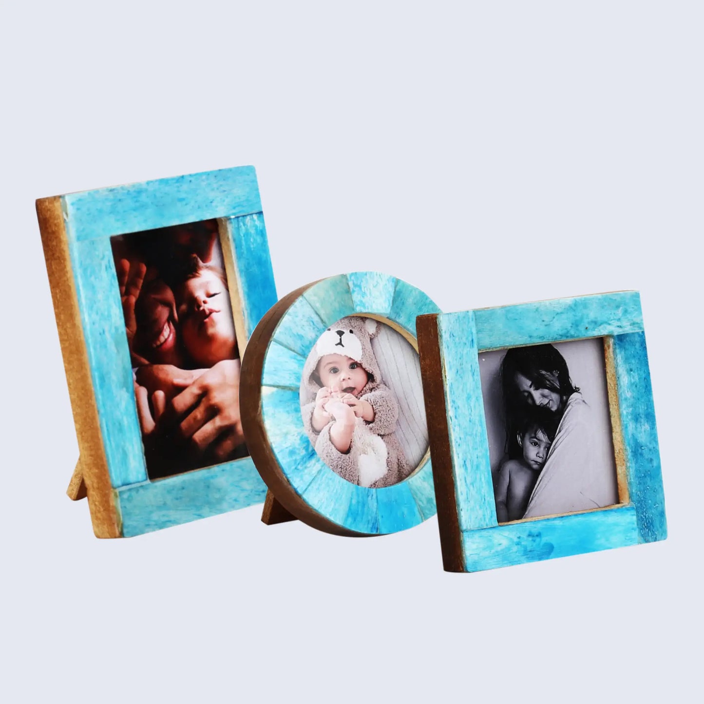 Baby Picture Frames Set of 3 Pieces Turquoise 3x4, 3x3, 3x3