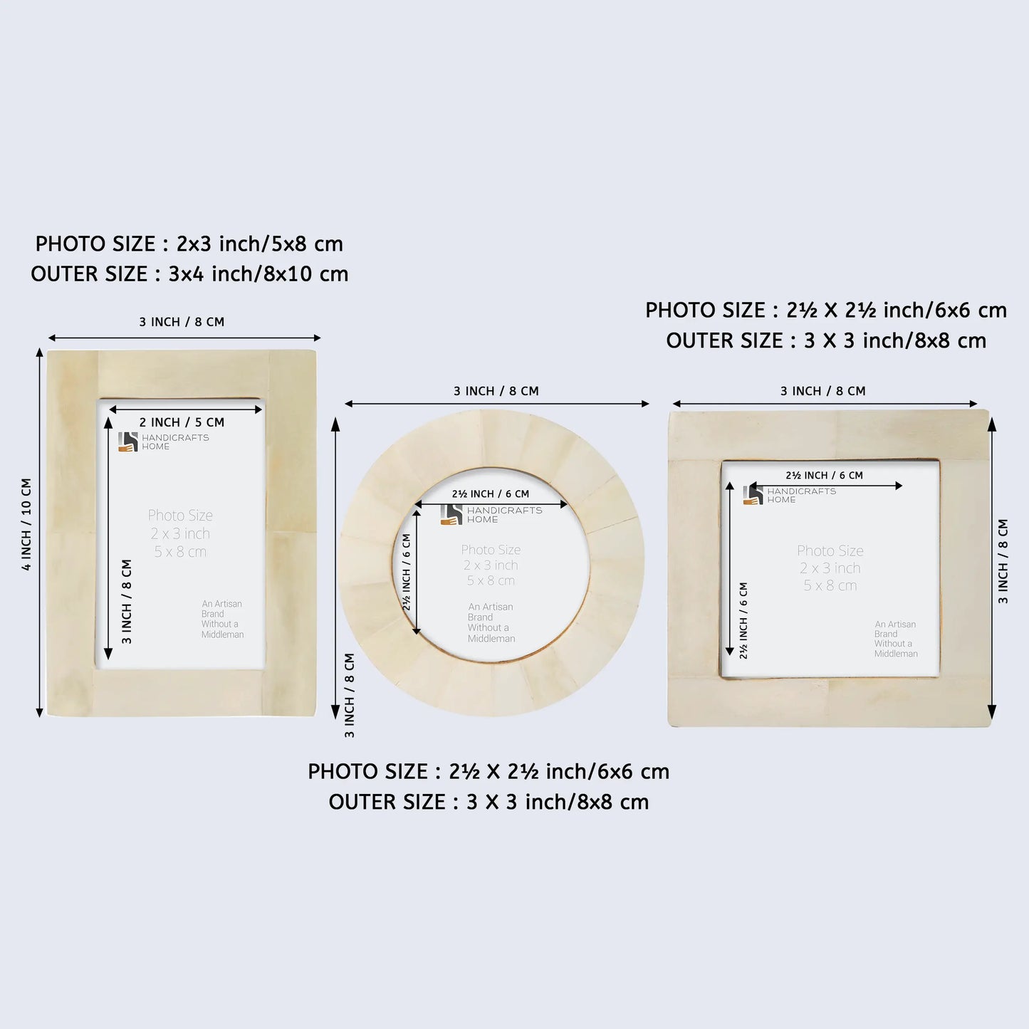 Baby Picture Frames Set of 3 Pieces White 3x4, 3x3, 3x3