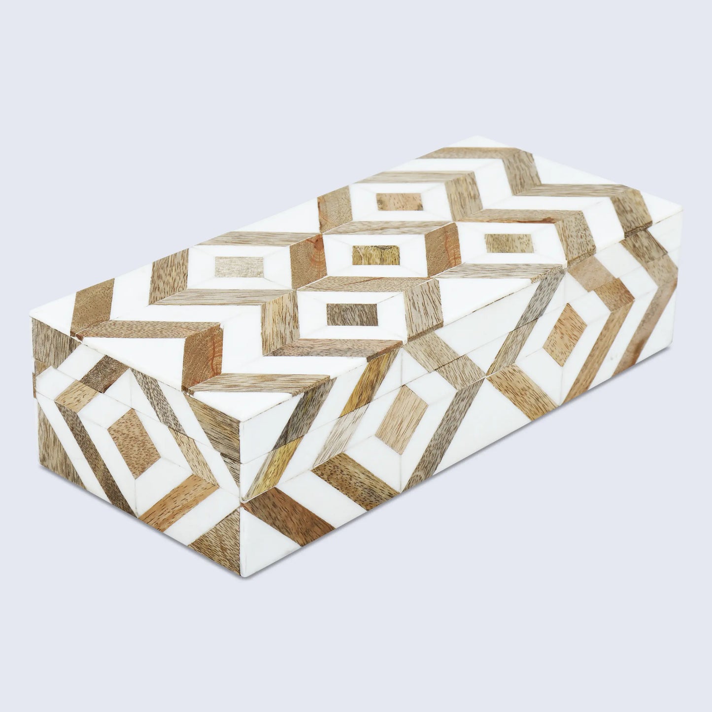 Decorative Box Marquet Array Pattern Brown & White Available in 8 Sizes