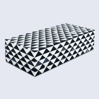 Decorative Box Marquet Prism Pattern Black & White Available in 8 Sizes