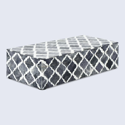 Decorative Box Moroccan Pattern Grey & White Available in 7 Sizes