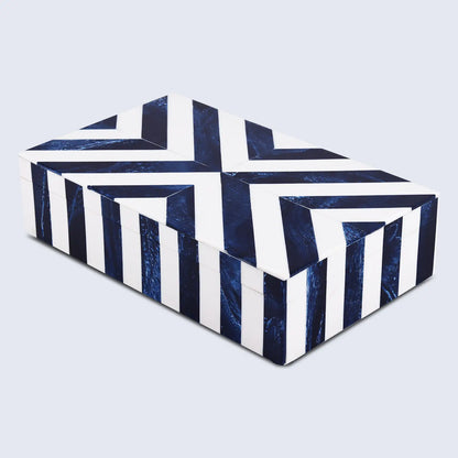 Decorative Box Chevron Blue & White Available in 6 Sizes