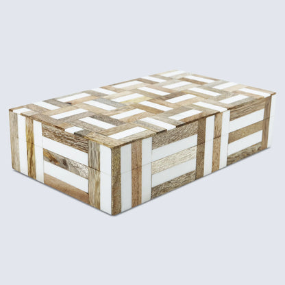 Decorative Box Marquet Chase Pattern Brown & White Available in 8 Sizes