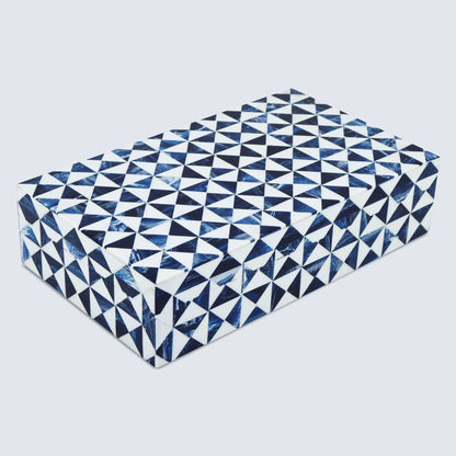 Decorative Box Marquet Indigo Pattern Blue & White Available in 8 Sizes