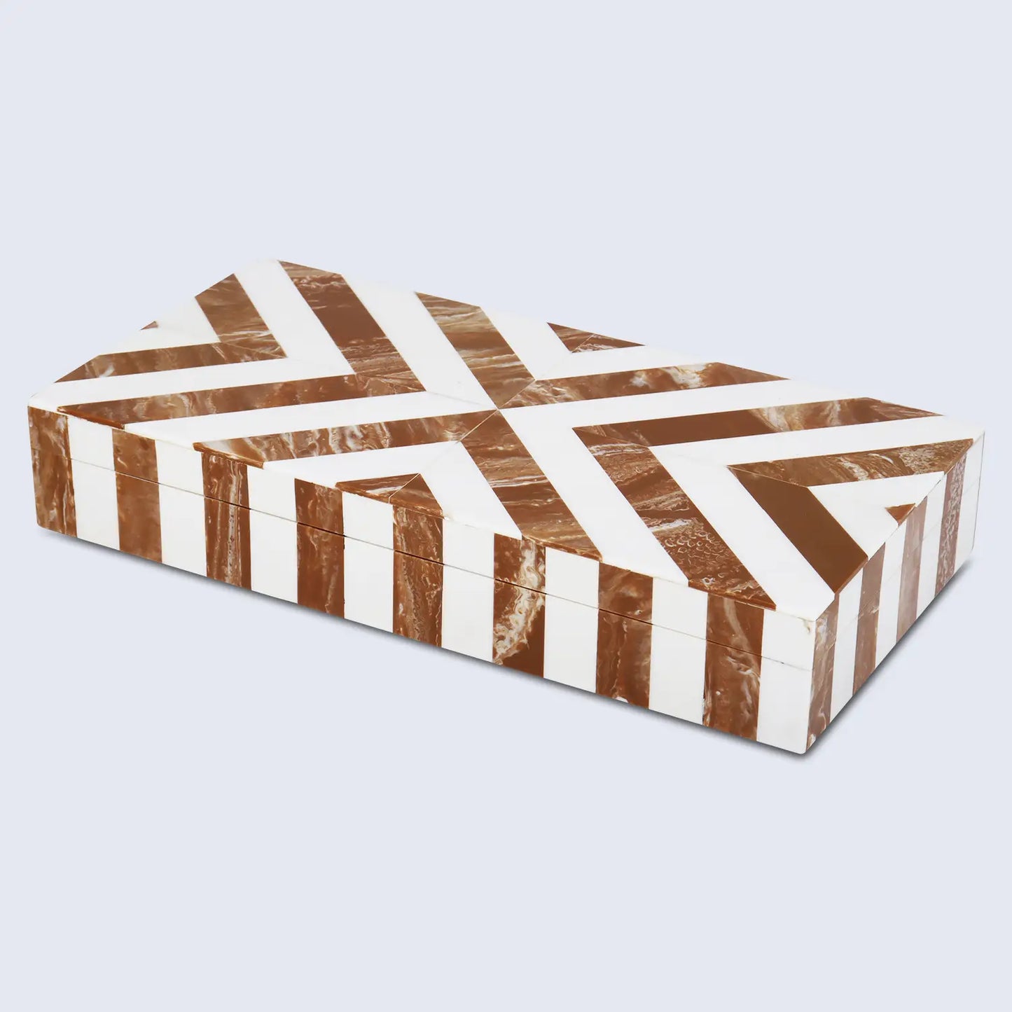 Decorative Box Chevron Brown & White Available in 6 Sizes