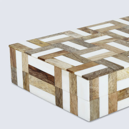 Decorative Box Marquet Chase Pattern Brown & White Available in 8 Sizes