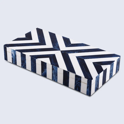 Decorative Box Chevron Blue & White Available in 6 Sizes