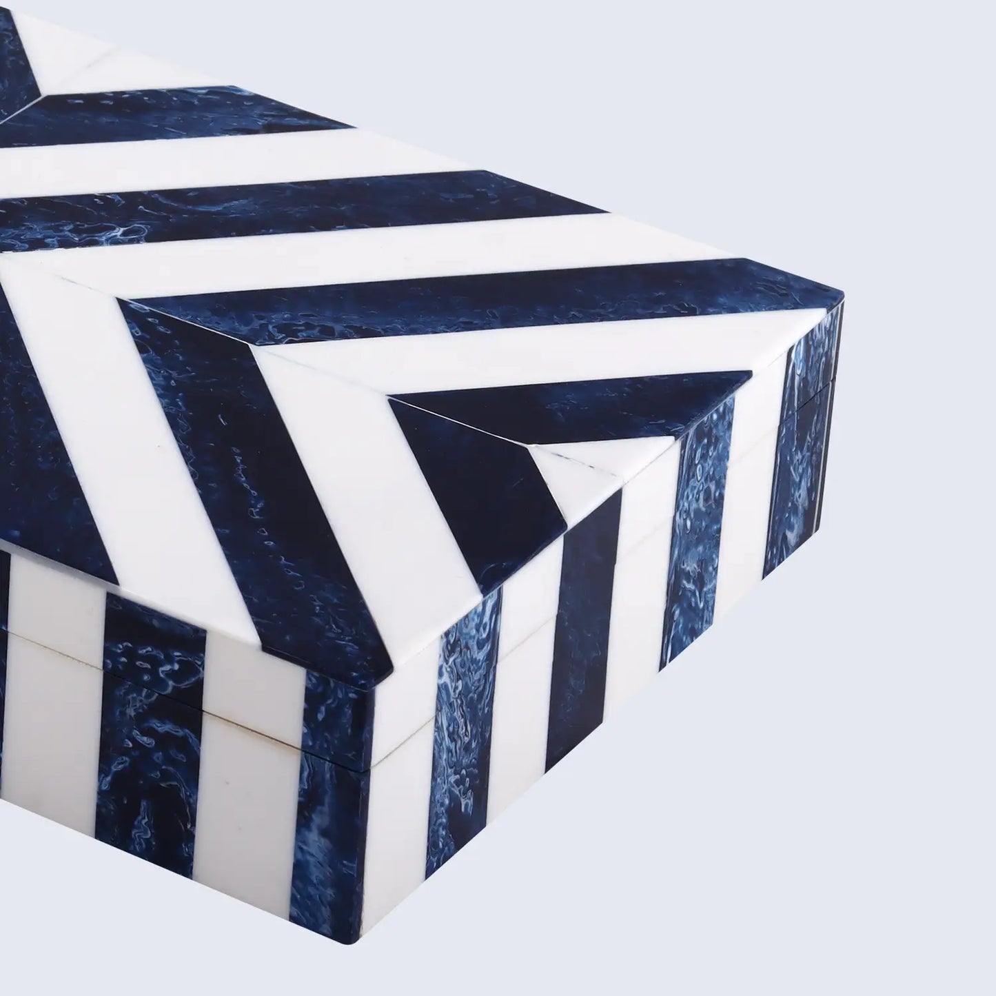 Decorative Box Chevron Blue & White Available in 6 Sizes