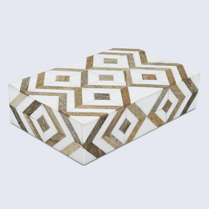 Decorative Box Marquet Array Pattern Brown & White Available in 8 Sizes