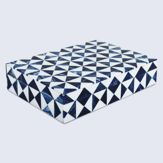 Decorative Box Marquet Indigo Pattern Blue & White Available in 8 Sizes