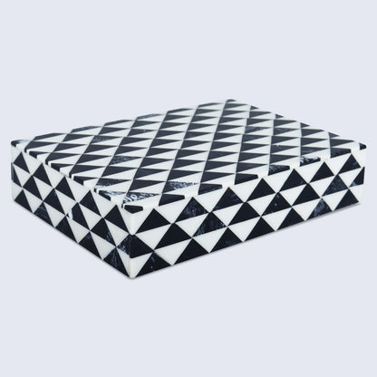 Decorative Box Marquet Prism Pattern Black & White Available in 8 Sizes