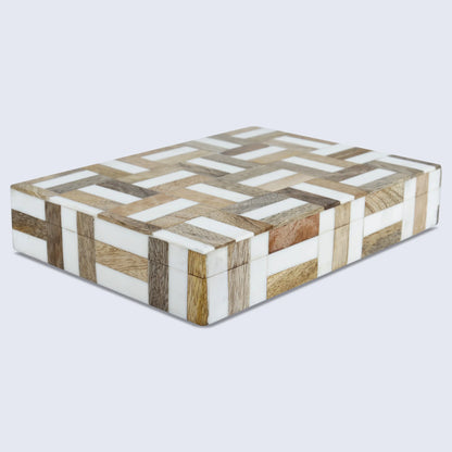 Decorative Box Marquet Chase Pattern Brown & White Available in 8 Sizes