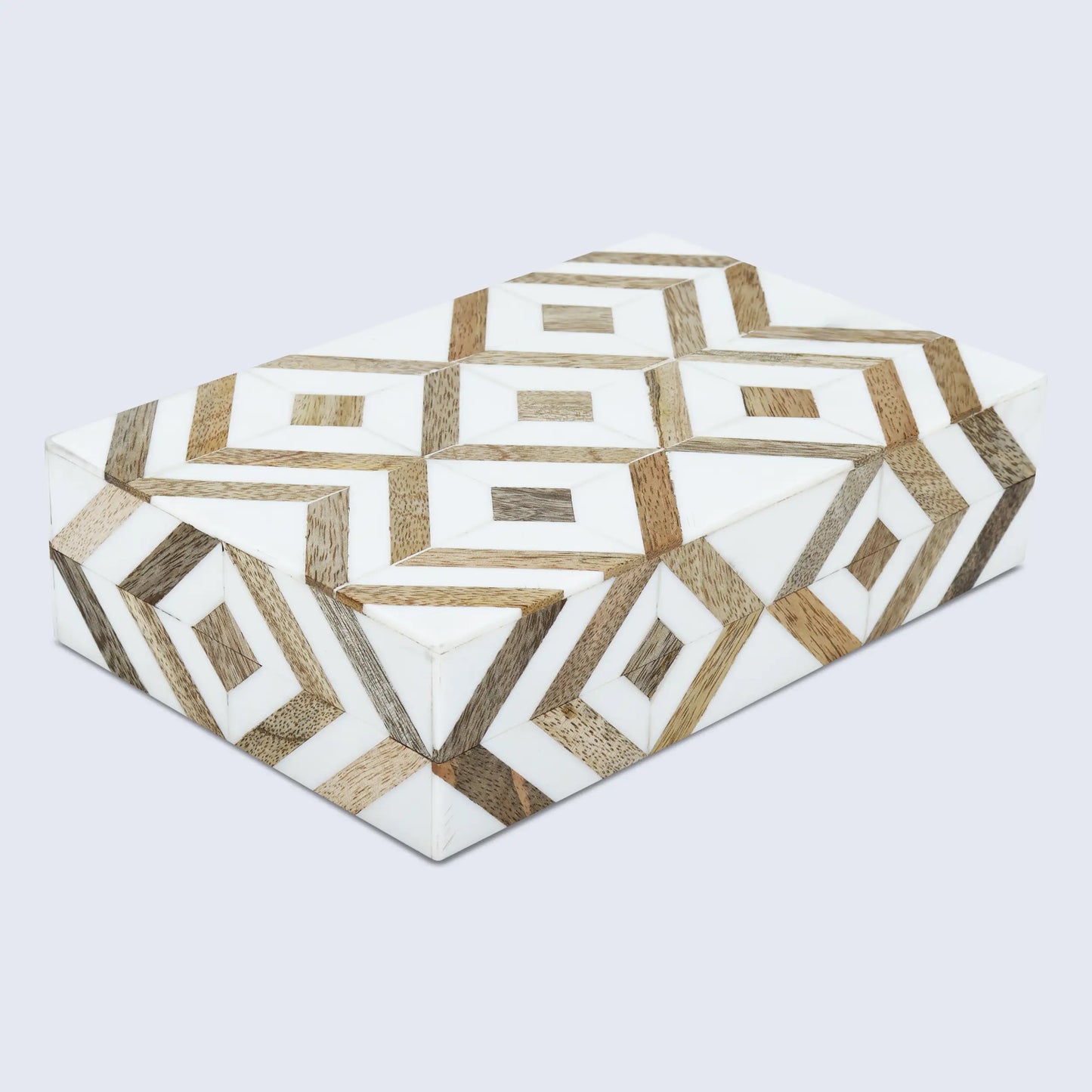 Decorative Box Marquet Array Pattern Brown & White Available in 8 Sizes