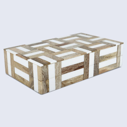 Decorative Box Marquet Chase Pattern Brown & White Available in 8 Sizes