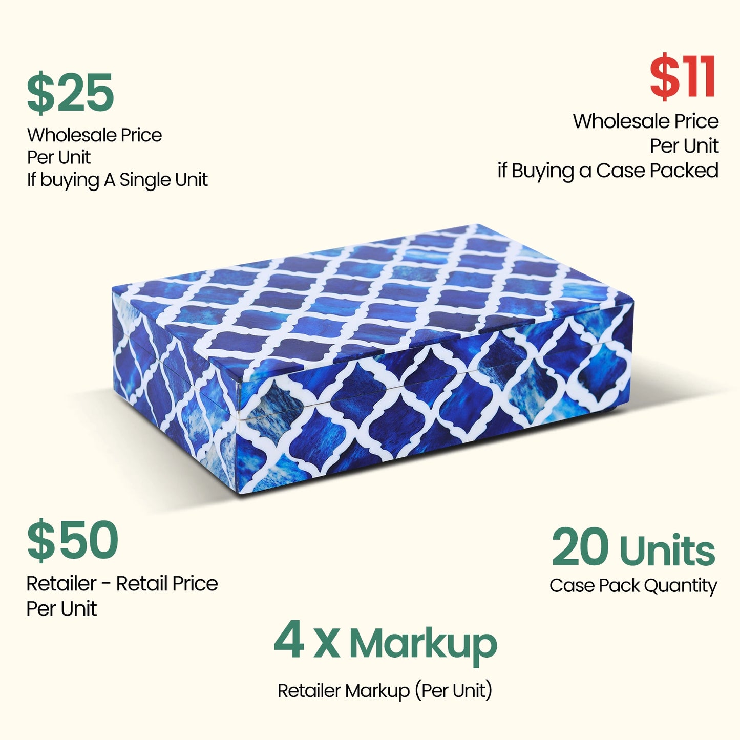 Decorative Box Mumtaz Blue, Pack of 20