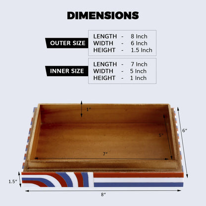 Decorative Box Carnaby Twist Pattern Resin Inlay Collection 8 x 6 x 1.5 inch