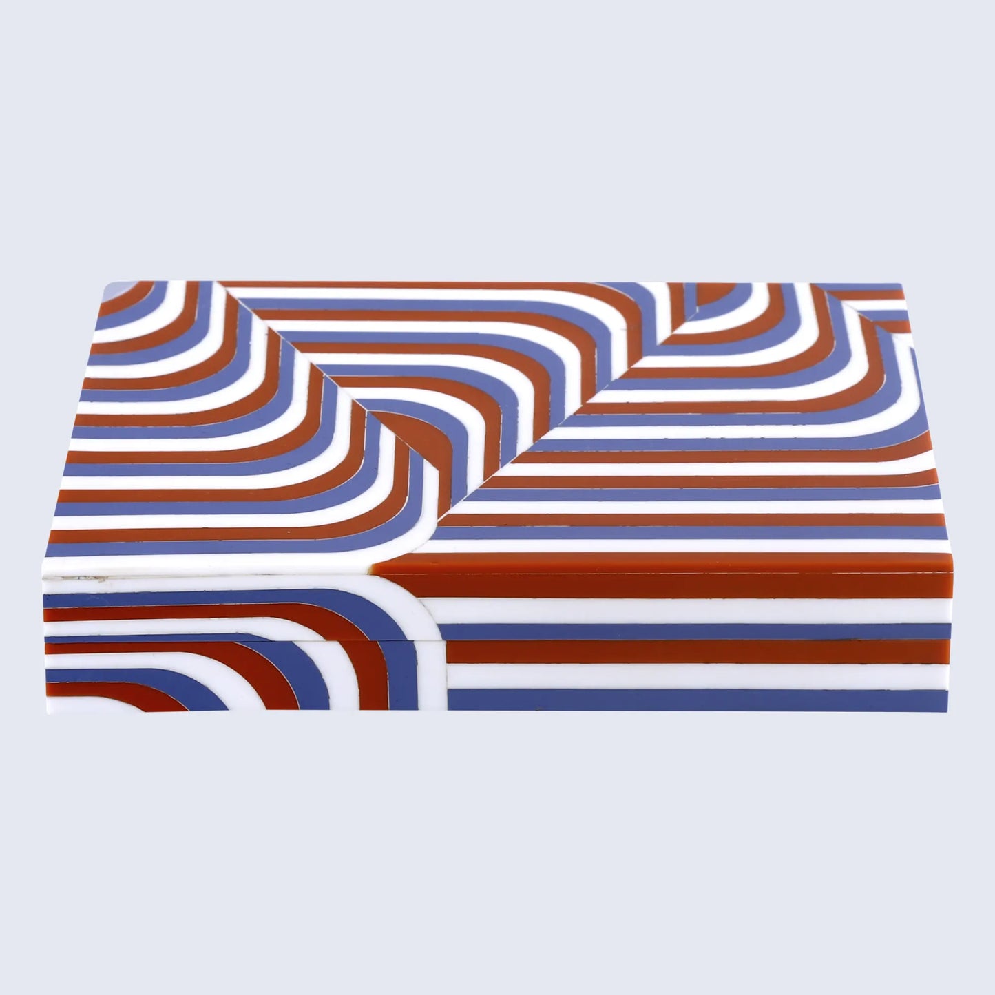 Decorative Box Carnaby Twist Pattern Resin Inlay Collection 8 x 6 x 1.5 inch