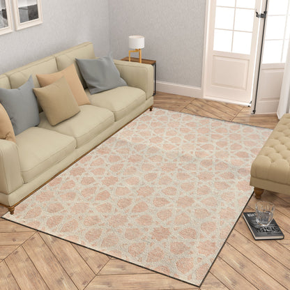 Premium Hand-Tufted Rug Made of 100% Wool  - Blush Zellig - 3x5 Feet