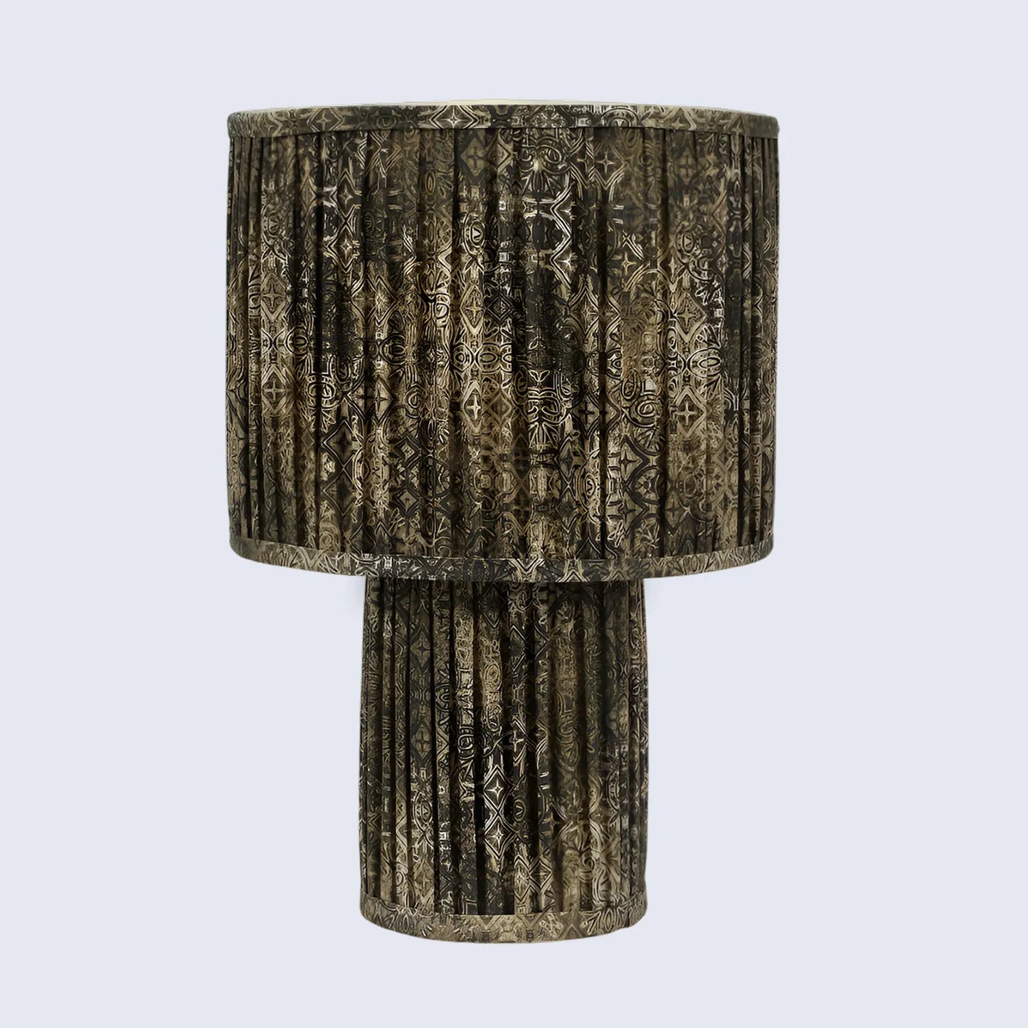 Brown Pleated Fabric Table Lamp - Cotton Lampshades in 15"