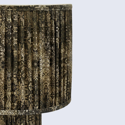 Brown Pleated Fabric Table Lamp - Cotton Lampshades in 15"