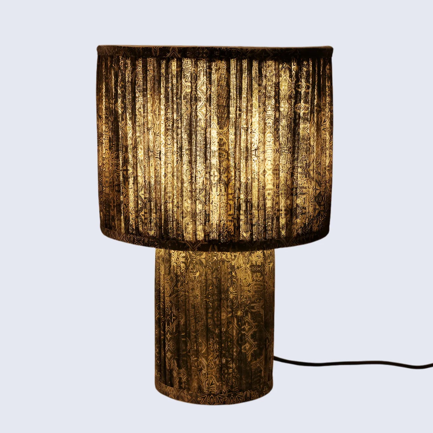 Brown Pleated Fabric Table Lamp - Cotton Lampshades in 15"