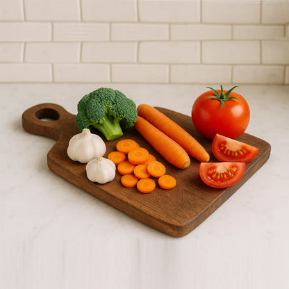 Chopping Board Curved Edge with Arch Handle –Wood, in 11.75x6.75"