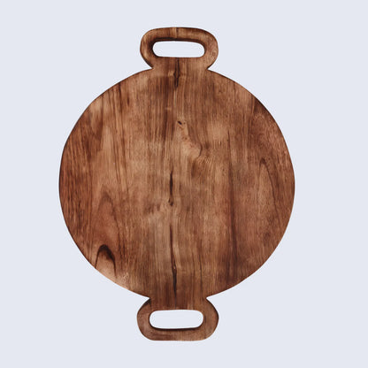 Chopping Board Round Paddle with Dual Handles – Mango Wood, in 16x12"