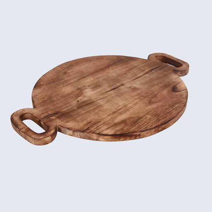 Chopping Board Round Paddle with Dual Handles – Mango Wood, in 16x12"