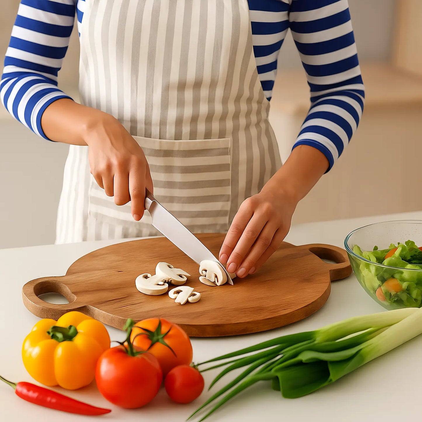 Chopping Board Round Paddle with Dual Handles – Mango Wood, in 16x12"